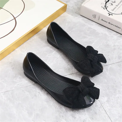 zapatos de mujer women fashion anti skid rubber round toe comfort slip on bow tie flat shoes lady classic comfort loafers c605