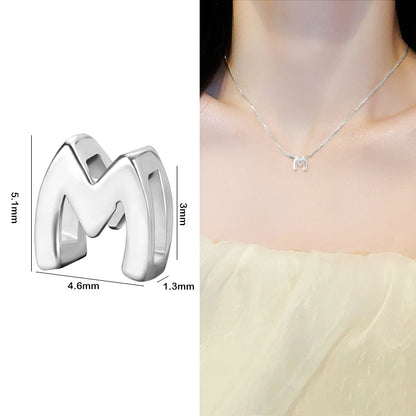 1PCS 925 Sterling Silver Letter Beads Silver Charms A-Z DIY Loose Initial Alphabe Letter Beads Fit Women Bracelet Making