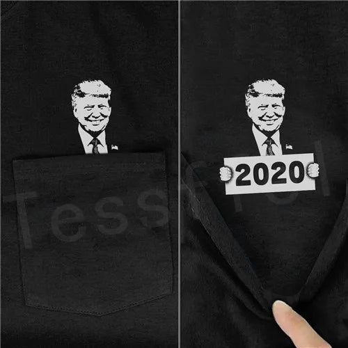 2020Newest NewFashion Donald Trump Pocket T-shirt Funny Harajuku Streetwear Summer Casual Cotton Tops Tees Short sleeve Shirt N1