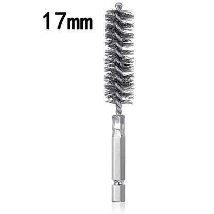 Wire Brush Drill Bore Cleaning Brush 1/4 " Hexagonal Handle Stainless Steel Brush for Anti-rust Cleaning of Pipe Ports 8-19mm