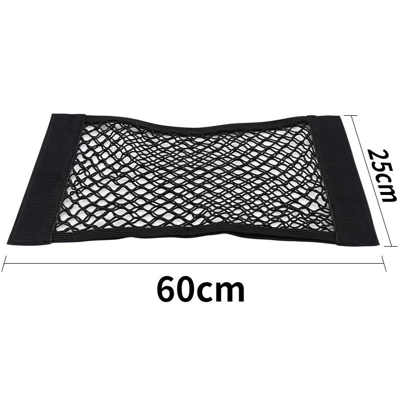 Car Back Rear Trunk Organizer Net Mesh Seat Elastic String Magic Sticker Universal Storage Bag Pocket Auto Accessories Put Paper