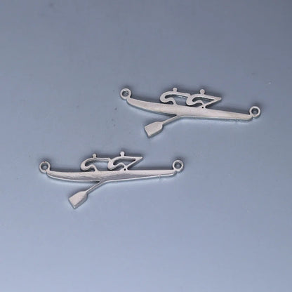 3pcs Kayaking Rowing Pair Charm Pendants Making DIY Stainless Steel Handmade Finding Jewelry