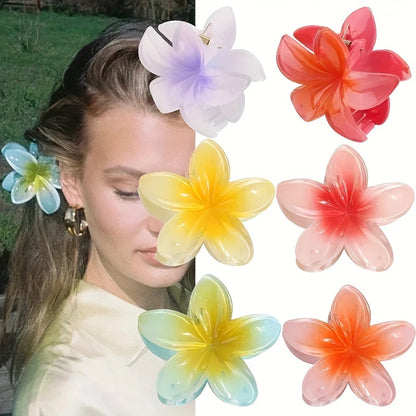 Gradient Frangipani Hair Clip Plumeria Hairpin Ins Style Ponytail Holder Barrette Sweet Shark Claws Party Hair Accessories