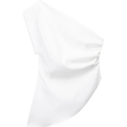 Asymmetric T-shirt New Women's Fashion Trend Spicy Girl Celebrity Temperament Off Shoulder Top