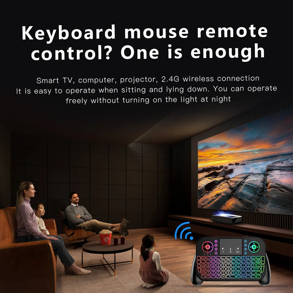 Mini Wireless Keyboard V8 2.4G Bluetooth 7 Color Backlit Portable Air Mouse Remote Control Touchpad for Android TV Box