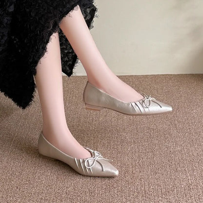 New 2025 Fashion Pointed Toe Women Flats with Shoes Soft Butterfly-Knot Female Slip on Footwear Shallow Ladies Flats Shoes