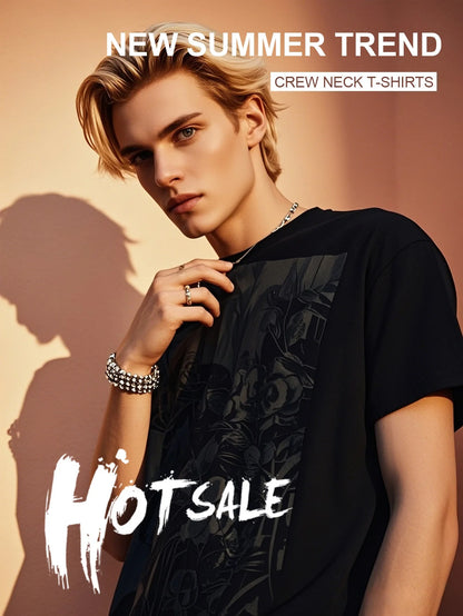 S-3XL Men'S T-Shirt Black Comfortable and Breathable Festival Gift