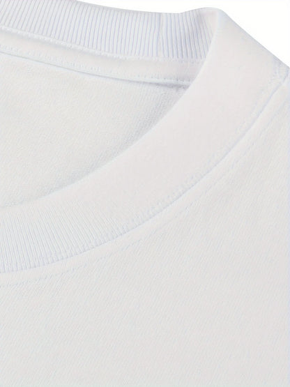 Men's 100% Cotton Crew Neck T-Shirt with "JESUS" Print, Casual Sports Style, Breathable Knit Fabric