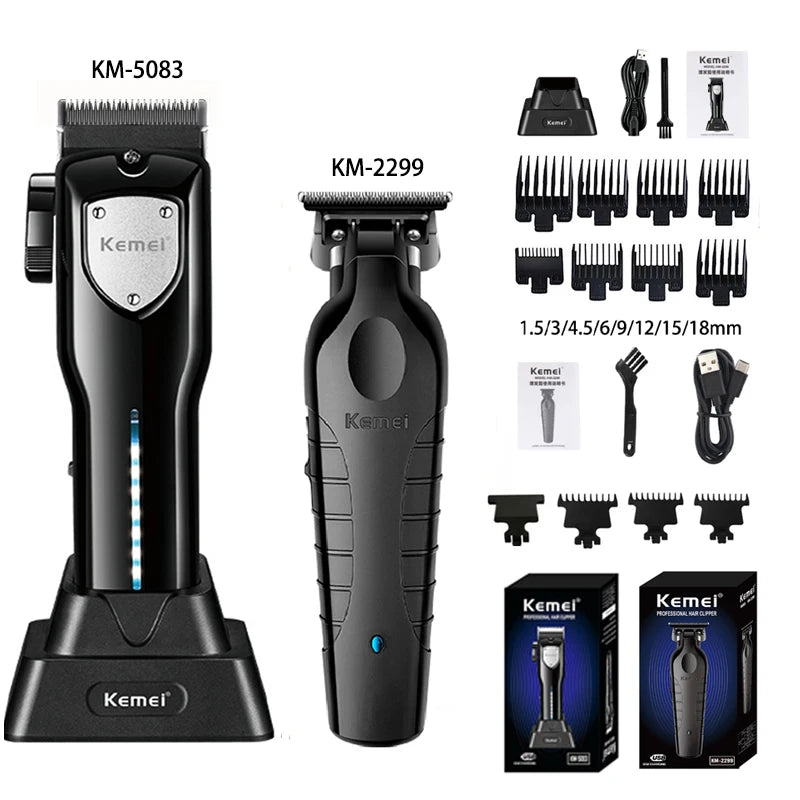 Kemei-Professional Hair Clipper Kit, Electric Shaver, Male Hair Cutting Machine, Men's Trimmer Machine, KM-2299, KM-2026,KM-5083