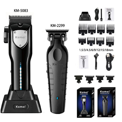 Kemei-Professional Hair Clipper Kit, Electric Shaver, Male Hair Cutting Machine, Men's Trimmer Machine, KM-2299, KM-2026,KM-5083