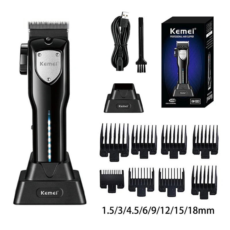 Kemei-Professional Hair Clipper Kit, Electric Shaver, Male Hair Cutting Machine, Men's Trimmer Machine, KM-2299, KM-2026,KM-5083