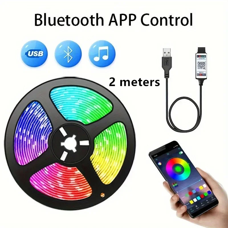 RGB LED Strip Light SMD 5050 USB Remote&APP Control Bluetooth Flexible Tape Diode Ribbon for TV Backdrop Living Room Bedroom