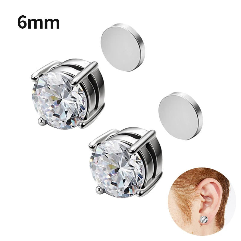 1Pair Fashion Crystal Magnetic Clip Ear Stud Non Piercing Earrings Fake Earring Gift for Men Women Jewelry