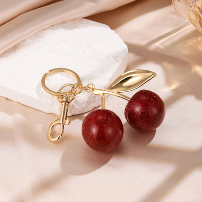 ZAKOL Fashion Red Cherry Keychain Summer Fruits Cherries Pendant Keyring For Women Men Jewelry Bag Accessories Gift