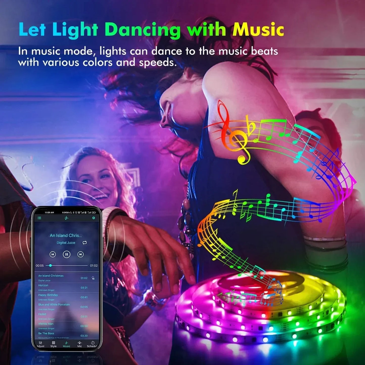 RGB LED Strip Light SMD 5050 USB Remote&APP Control Bluetooth Flexible Tape Diode Ribbon for TV Backdrop Living Room Bedroom
