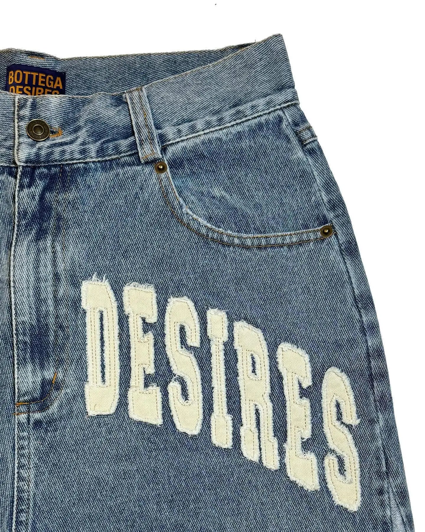 Bottega Desires Trend Men's Fried Street Loose Five-point Pants Fashion Trendy Brand Retro Y2k Letter Denim Shorts Baggy Jeans