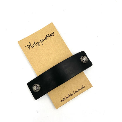 Black Barrette with Fancy Silver Filagree Studs-0